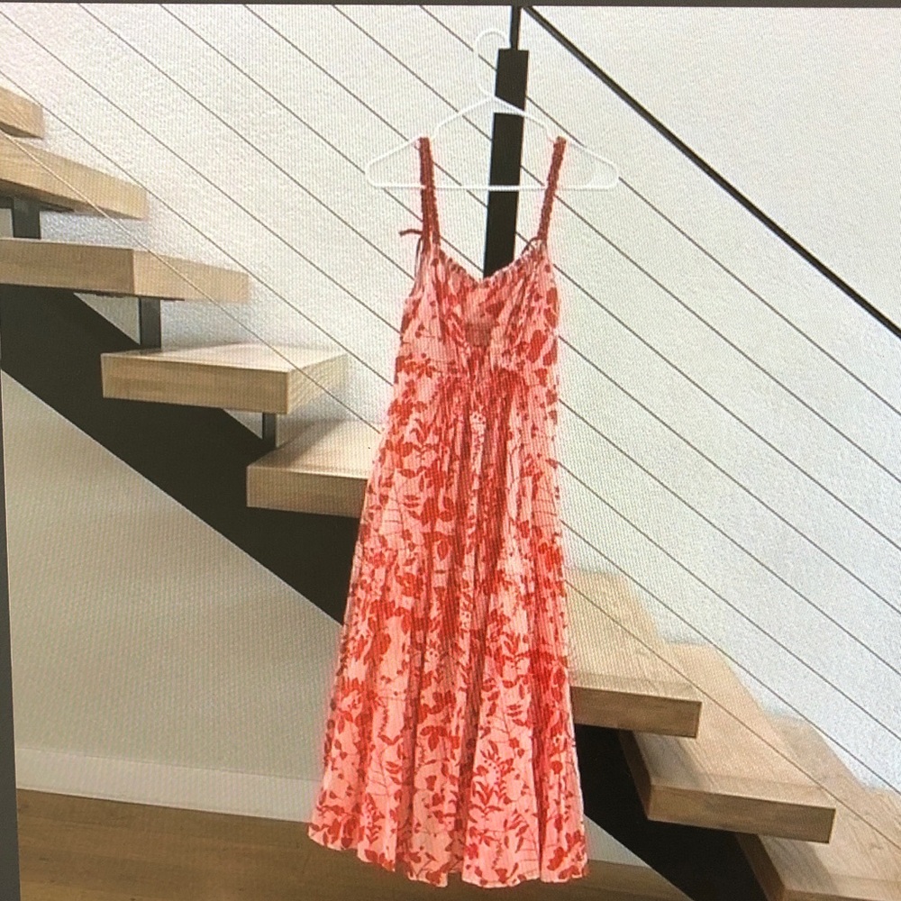 La Ligne Red and White Floral Maxi Dress